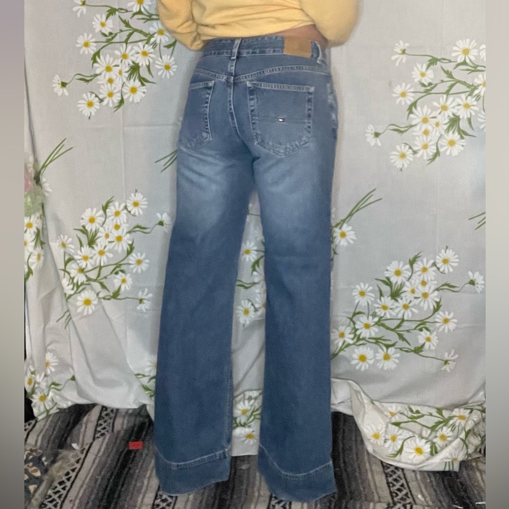 Tommy Hilfiger mid rise big hem stovepipe wide leg jeans